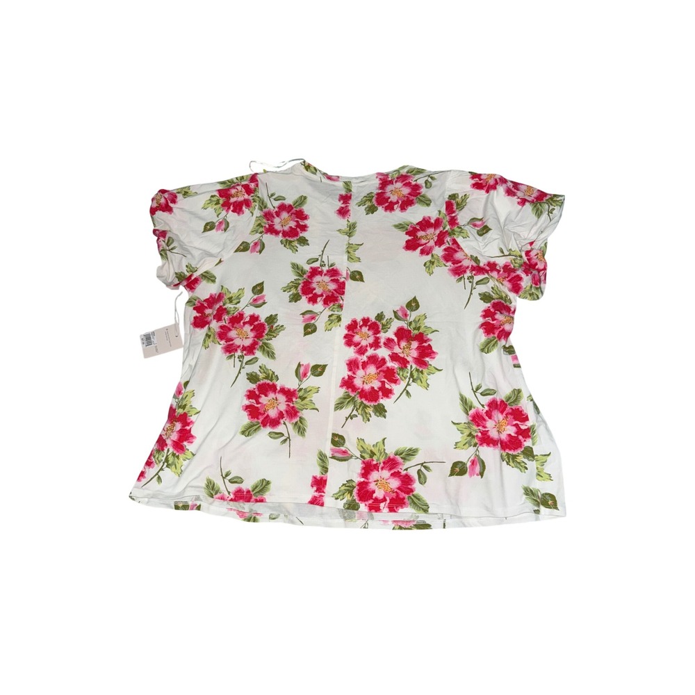 Lauren Conrad Womens Plus White Pink Floral Puff Sleeve Top Size 2X‎ - Picture 8 of 8